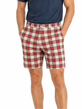Banana Republic Red Cream Plaid Cargo Shorts Men’s Size 36 NWT Summer Core